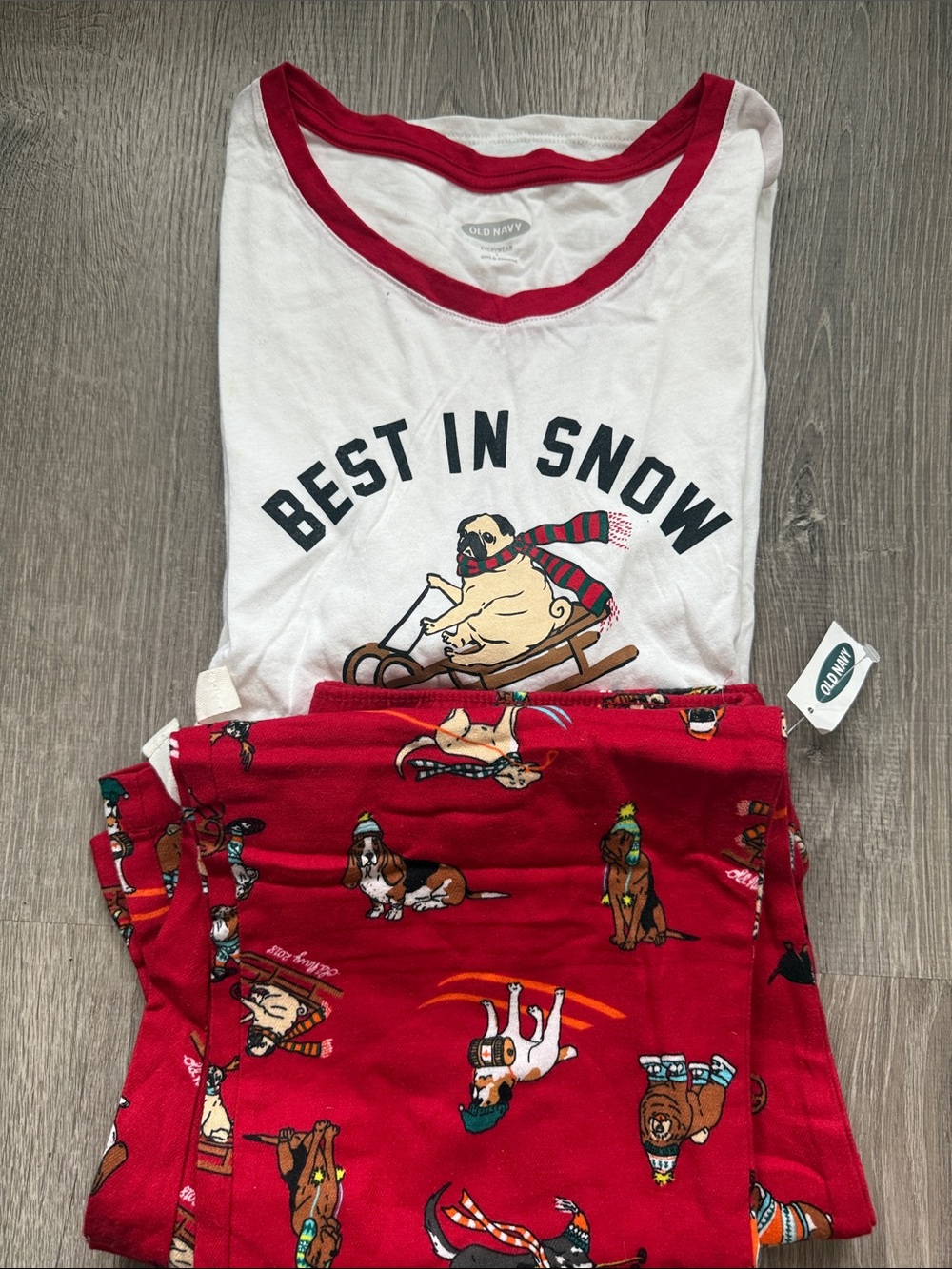 Old Navy White & Red 'Best in Snow' Dog Pajama Set